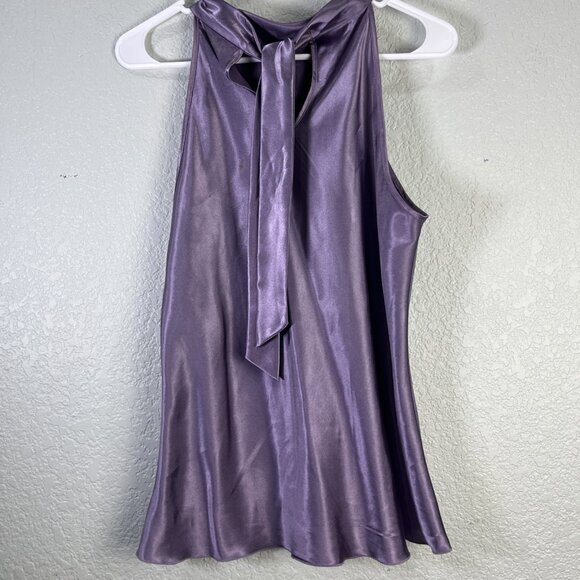 Iz Byer California Y2K Satin Top Womens Size L Purple Halter Neck Chiffon Ruffle - Picture 3 of 8